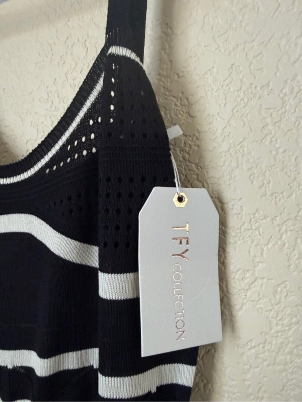 Black & White Striped Knit Midi Dress - Picture 2 of 5